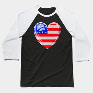 USA Heart Shape American Flag Patriotic Pride 4th Of July Baseball T-Shirt